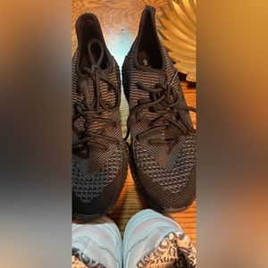 sneakers, women size 9, white with pink are size 9.5, all 3 for $19